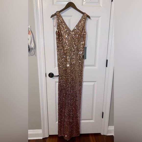 Marina Ombré gold sequin bridesmaid dress size 4 - Picture 2 of 3